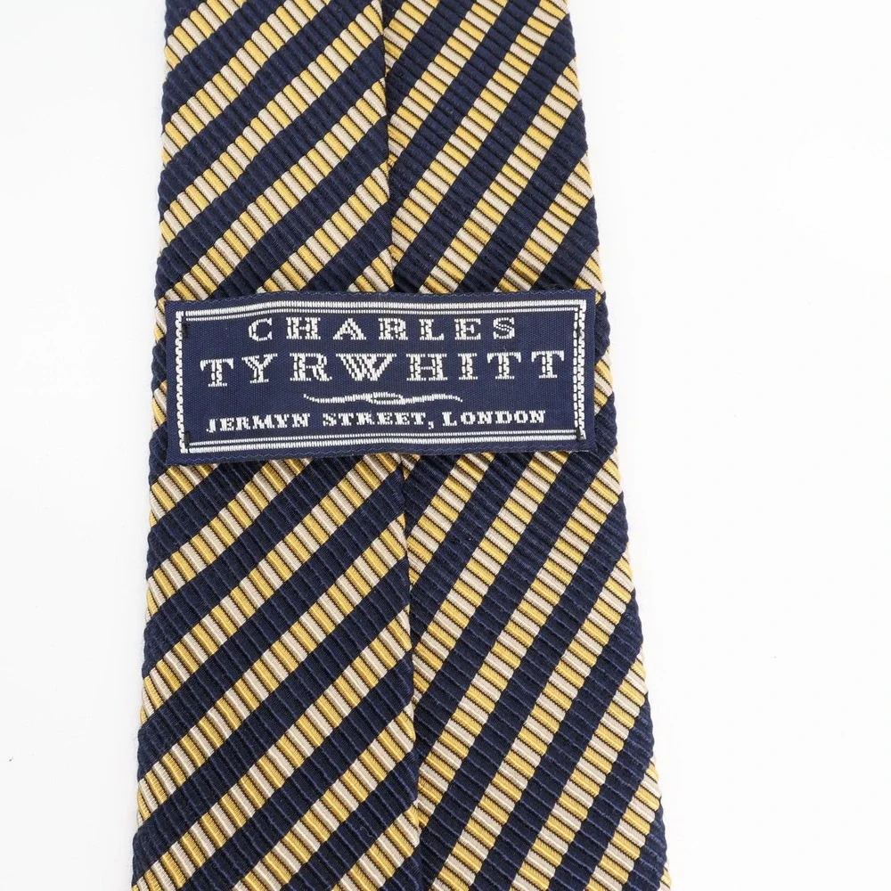 Charles Tyrwhitt Necktie Jermyn Street‎ London Blue Gold Striped Business Career